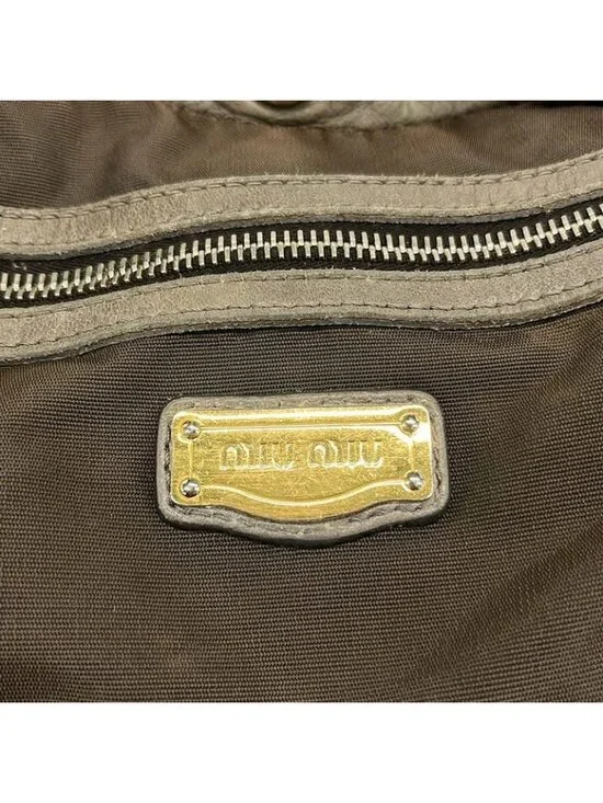 Miu Miu Tote Gray Beige Leather - Picture 8 of 15